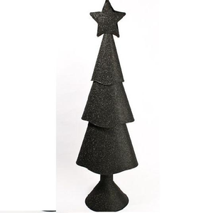 Sapin de Noël en métal noir scintillant avec étoile, décoration de Noël pour la maison, produit en gros - Product Image 1