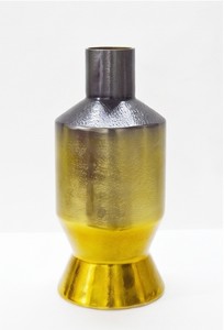 Hot Aluminum Hammered Texture Cylinder Shape Two Toned Color Nickel Plated Flower <b>Vase</b> <b>Unique</b> Style Fancy Wedding Flower <b>Vase</b> - Product Image 3