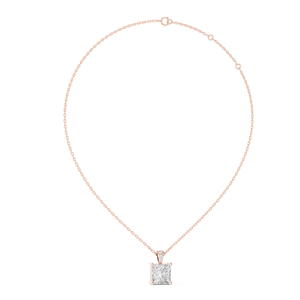 Krishnam Jewel 9KT <b>Rose</b> <b>Gold</b> Princess-Cut Solitaire Diamond <b>Pendant</b> with Diamond Bail Elegant <b>Necklaces</b> for Women - Product Image 3
