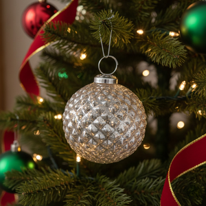 เครื่องประดับตกแต่งต้นคริสต์มาสทรงกลมแก้วเมอร์คิวรี่ลายนูน รุ่น VIXM14007 ขายดีอันดับต้นๆ |   ชุดตกแต่งวันหยุดสุดหรูหราสำหรับตกแต่งบ้านและงานปาร์ตี้ - Product Image 4