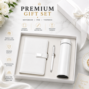 สมุดโน้ตหนัง PU พรีเมียมหรูหราแบบ 3-in-1 พร้อมปากกา กระติกน้ำเก็บอุณหภูมิ  พร้อมสกรีนโลโก้ตามสั่ง สำหรับธุรกิจปีใหม่ - Product Image 5