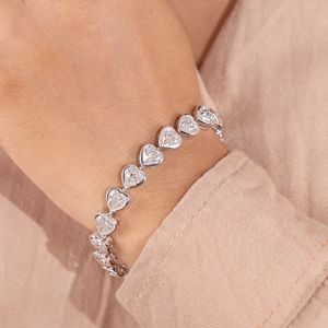 Lab Grown Diamond Heart Tennis Bracelet Heart Shape Diamond Bracelet White Gold Romantic Jewelry Anniversary <b>Gift</b> for Women - Product Image 2