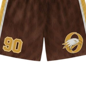 Shorts de lacrosse unisexe marron doré en polyester léger, uniforme sportif, vêtements d'équipe, tenue d'entraînement et de match - Product Image 3