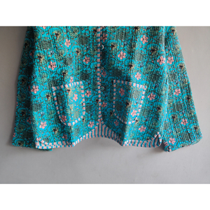 Veste en coton matelassée jaune à motifs floraux imprimés à la main pour femme, réversible, boutonnée, décontractée, cadeau pour elle - Product Image 3