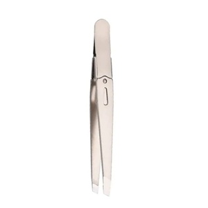 Pinzas de depilación de alta calidad, pinzas para cejas con punta inclinada, pinzas para cejas de acero inoxidable con punta inclinada y agarre plano. - Product Image 5