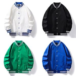 Logotipo personalizado bordado a prueba de viento Hip-up chaqueta de béisbol Vintage moda deportes de gran tamaño Varsity lona tela Stand High Street - Product Image 2