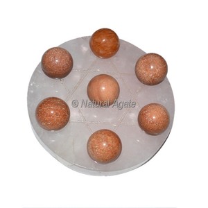 Boule de cristal coloré 7 boule avec Quartz Rose, David Star - Product Image 4