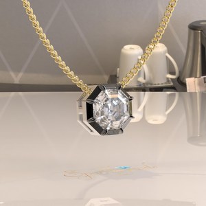 Elvora Gems Georgian Cut Set Octagon Cut Moissanite <b>Pendant</b> <b>Solid</b> <b>Gold</b> 2.8CT IGI Certified Rhodium Plated Rope Chain Necklace - Product Image 6