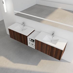 Mobile Bagno da 84 Pollici con Chiusura Ammortizzata, Lavabo e Piccoli Ripiani Portaoggetti, Combinazione Armadietto 36x12 Pollici, Imballaggio KD - Product Image 4