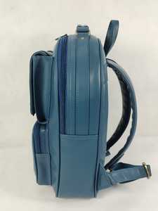 Blue PU Leather Laptop <b>Backpack</b> <b>Waterproof</b> Softback Travel Office Bag with Computer Interlayer - Product Image 4