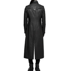 Mens <b>Gothic</b> Black Faux Leather Trench Coat Long Steampunk Buckle <b>Jacket</b> Cosplay OEM ODM - Product Image 3