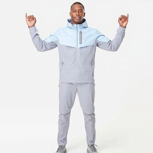 Conjunto Deportivo de 2 Piezas para Hombre, Chaqueta con Capucha y Pantalones Ajustados, Bloques de Color, Resistente al Viento, Repelente al Agua, Elástico en 4 Direcciones, para Correr y Entrenar - Product Image 5