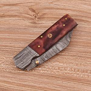 Cuchillo Plegable de Acero Damasco de Grado Industrial UA Supplies, Hecho a Mano, con Bloqueo de Seguridad, para Bolsillo, EDC, Caza, Aire Libre, Mango Personalizado de Fábrica - Product Image 2