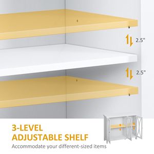 Credenza Moderna Bianca con Ante in Vetro, Mobile da Cucina con Spazio di Archiviazione per Sala da Pranzo o Camera da Letto - Product Image 5