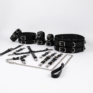 Premium Genuine Leather Restraints 16Pcs <b>Sets</b> Wholesale <b>Bondage</b> Toys Fetish Kit With Custom Logos Kit RTTS-0003 - Product Image 4