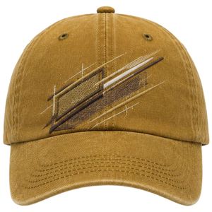 Custom Mustard Vintage Washed <b>Baseball</b> <b>Cap</b> With Geometric Embroidery Curved Brim Adjustable Unisex Custom Logo OEM ODM Dad Hat - Product Image 1
