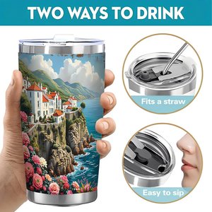 Stainless Steel Tumbler 20oz <b>Double</b> <b>Wall</b> Vacuum Insulated Travel <b>Mug</b> For Home Car Use - Product Image 5
