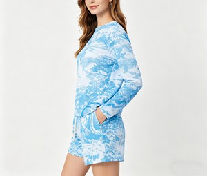 Ensemble de vêtements assortis à la mode, imprimé tigre vintage, 2 pièces, haut à manches longues décontracté et short à cordon de serrage - Product Image 3