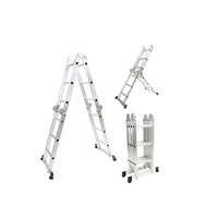 Échelle pliante multifonctionnelle en aluminium 6063 à 3 marches, capacité de charge de 150 kg, design contemporain, utilisation domestique, escalier