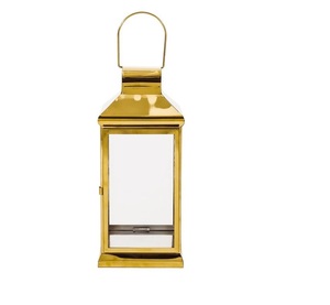 Modern Luxury Hanging Home Decor Stainless Steel Metal Candle <b>Lantern</b> With Shiny <b>Gold</b> Color Finished for Christmas - Product Image 1