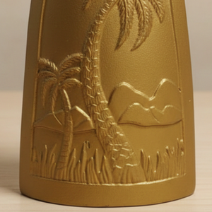 Jarrón de Flores de Metal Dorado Tropical de Lujo, Diseño de Palmera en Relieve, Decoración Artesanal para el Hogar, Centro de Mesa, Unidad Individual - Product Image 6