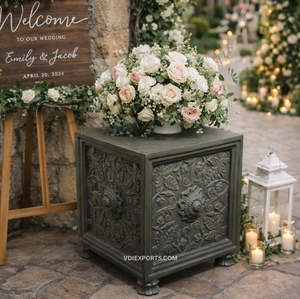 Antique Carved Decorative Pedestal Table – Luxury <b>Wedding</b> Centerpiece Stand & Event Decor <b>Prop</b> - Product Image 2