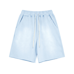 Shorts Homme en Molleton 100% Coton Effet Délavé, Sans Ourlet, Poches Croisées, Séchage Rapide, Motifs Brodés Personnalisés, Fabrication Usine - Product Image 1