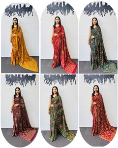 Sarees de Seda de Alta Calidad con Diseño Moderno y Elegante, con Bordado Aari y Espejo, de Secado Rápido, para Todas las Temporadas, Longitud 5.5 Metros - Product Image 5
