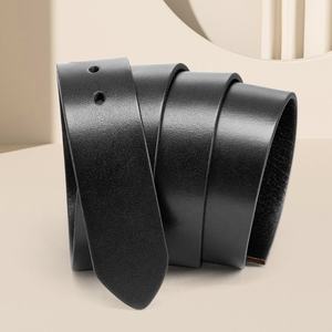 Sangle de ceinture en cuir de vachette véritable sans boucle, boucle à ardillon, boucle en toile, pour tenue décontractée ou formelle - Product Image 5