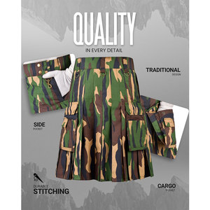 Kilt utilitaire camouflage pour hommes – Kilt tactique robuste en coton pour hommes avec ferrures en laiton - Product Image 2