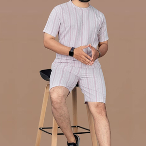 OEM Custom Men Casual Summer Breathable Thermal Plus Size T-Shirt and Shorts <b>Set</b> with Pocket Crewneck Polyester Cotton Material - Product Image 6