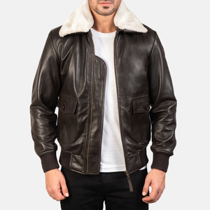 <b>Men</b> <b>Fur</b> Leather <b>Jacket</b> with Stand Collar and Heavy Duty Zip Closure <b>Men</b> Leather <b>Jacket</b> with <b>Fur</b> Lined - Product Image 3