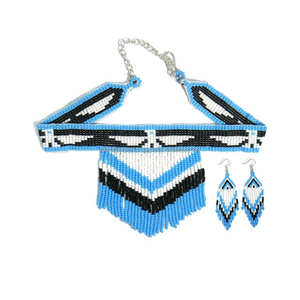 Collier de perles de rocaille en verre triple fait à la main et ensemble de perles multi-brins bijoux de mode funky pour filles et femmes - Product Image 3