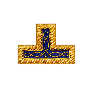 Écusson brodé en forme de T pour insignes de grade, badge maçonnique à coudre en tissu, doré et bleu, pour épaule, OEM ODM - Product Image 1