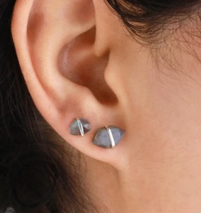 Natural Labradorite <b>Stud</b> Earring Gold Plated Center Bezel Oval Faceted Gemstone Minimalist Handmade Jewelry Gift for Women - Product Image 5