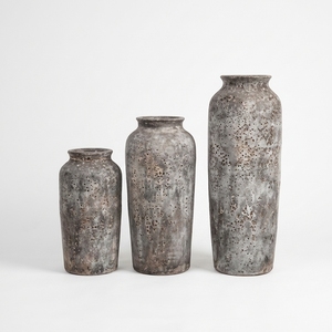 Vase de sol cylindrique en céramique rustique Vinculo M, fait main, gris vieilli, 28 cm x 80 cm, vase de table décoratif, vente en gros - Product Image 1