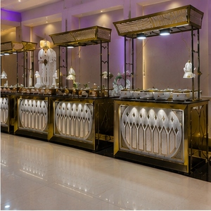 Comptoir de buffet moderne de luxe personnalisé en acier inoxydable avec éclairage LED et commande tactile Bluetooth pour hôtels et traiteurs - Product Image 5