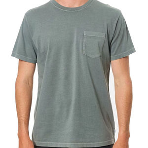 Cheap Price <b>Men</b> Solid Color O Neck Short Sleeve T Shirt Regular Fit Casual Jersey 100% Cotton Knitted Fabric Pocket Design - Product Image 3