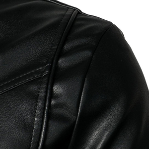 Mens Motorcycle Leather Jacket <b>Slim</b> Fit Short <b>Coat</b> Lapel PU Jackets Autumn Zipper <b>Stand</b> Windproof <b>Coat</b> Mens Clothing - Product Image 4