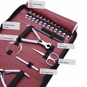 Kit d'application avancé pour extensions capillaires : Pince à perles I-Tip, Outil de pose pour extensions adhésives, Coupe-fil, Aiguille à crochet, Peigne, Pinces de sectionnement - Product Image 5