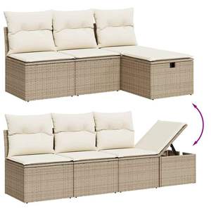 Conjunto de Sofás de Jardín en Beige y Blanco Crema para Patio, Muebles de Exterior Elegantes - Product Image 3