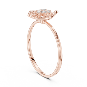 Anillo de Diamantes de Oro Sólido de 14k para Mujer, Diseño de Hoja Abstracta, Corte Brillante Redondo, Anillo de Compromiso Clásico, Diseño Minimalista, para Regalo - Product Image 6