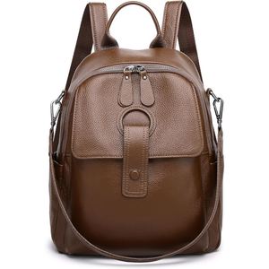 Mochila de cuero de cabra auténtico para mujer, mochila de gran capacidad con diseño contemporáneo, perfecta para el trabajo, viajes y organización diaria - Product Image 5