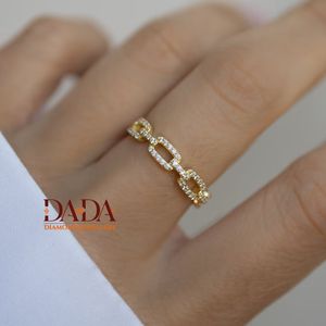 Elegant Lab Grown Diamond Link Chain <b>Ring</b> for Women Open Oval Chain Design Modern <b>Statement</b> Fashion Jewelry Everyday - Product Image 2