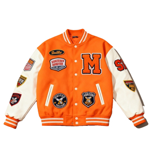 Custom Logo Embroidery Spring Formal Canvas Varsity <b>Jacket</b> Windproof <b>Waterproof</b> <b>Plus</b> <b>Size</b> Unisex Front Patchwork - Product Image 1