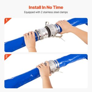 Tubo di Retrolavaggio in PVC Blu di Alta Qualità 3 in 1 (3 pollici x 50 piedi) con Raccordi Camlock e Connettori in Alluminio per Diverse Pompe - Product Image 4
