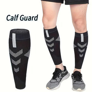 Manchon de compression pour mollets pour hommes et femmes, noir, en tissu tricoté respirant, design sans pieds pour le sport et le fitness - Product Image 1
