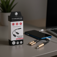 SUNING Kabel Splitter Audio USB 2-in-1 Adaptor Pengisian Daya Headphone Jack Female untuk iPhone 7/8 Plus IOS 11 Plastik Buatan Cina