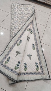 Cotton Hand Block Printed <b>Quilt</b> Artisan Crafted Reversible Bedding Blanket Decorative <b>Bedspread</b> Export Supplier India - Product Image 3