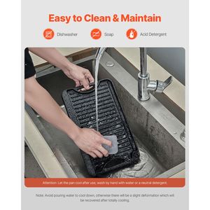 Padella Rettangolare Portatile 14x8.5 Pollici con Manico, Pretrattata, Reversibile, per Grigliare/Grigliare su Piastra, Utensile da Cucina in Ghisa per Famiglie, per Esterni - Product Image 2